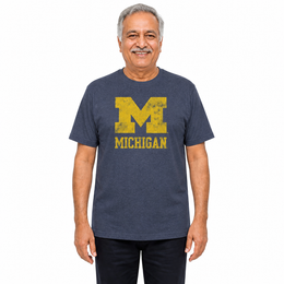 Michigan Wolverines Heathered Logo T-Shirt - Navy