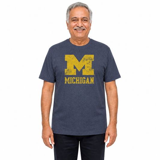 Michigan Wolverines Heathered Logo T-Shirt - Navy
