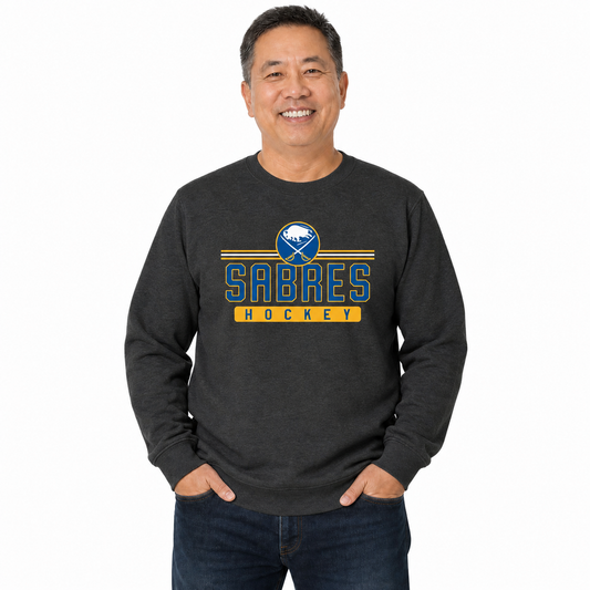 Buffalo Sabres NHL True Fan Fleece Crewneck Sweatshirt Men Women - Charcoal