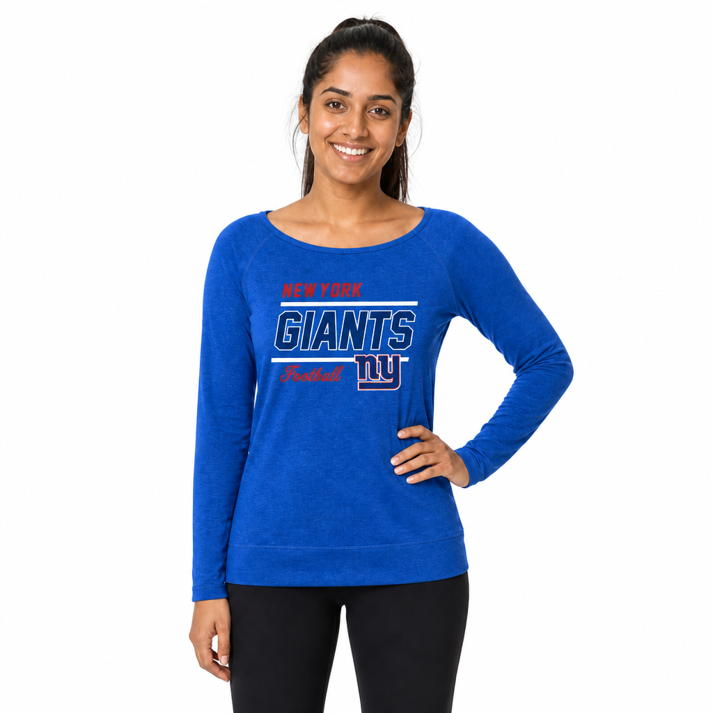 New York Giants  Women's Gameday Crewneck Sweatshirt Long Sleeve - Royal Heather