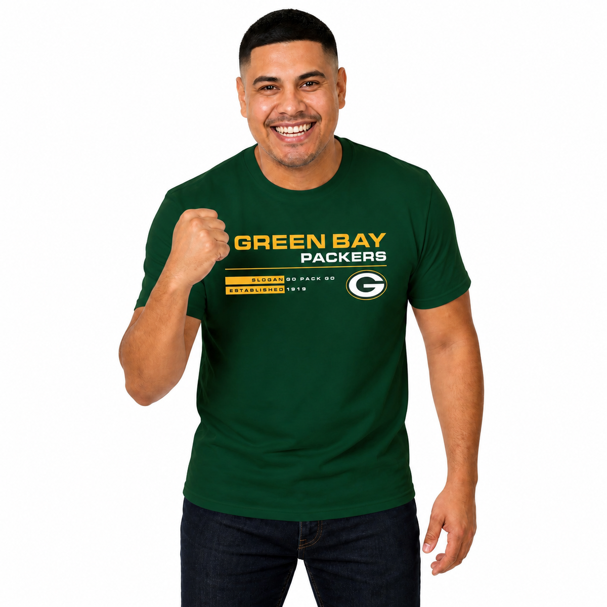Green Bay Packers Adult NFL Speed Stat Sheet T-Shirt - Forest Green