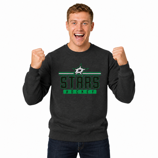 Dallas Stars NHL True Fan Fleece Crewneck Sweatshirt Men Women - Charcoal