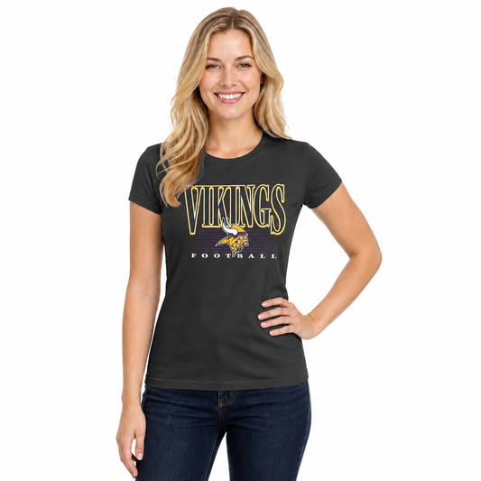 Minnesota Vikings  Overtime Blueprint Women's NFL Short Sleeve T-Shirt - Black