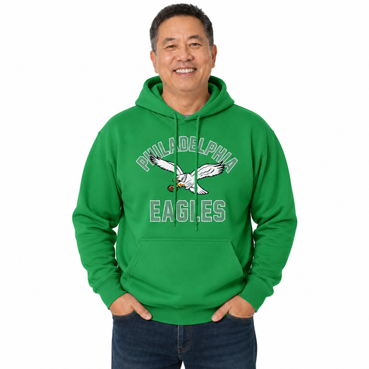 Philadelphia Eagles NFL Men's Women's Retro Gameday Fleece Hoodie - Kelly Green