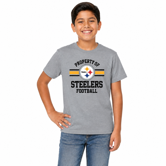 Pittsburgh Steelers NFL Youth Property Of Short Sleeve Lightweight T Shirt - Sport Gray