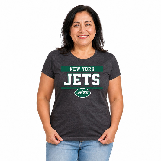 New York Jets  Women's NFL Charcoal T-Shirt Short Sleeve - Charcoal