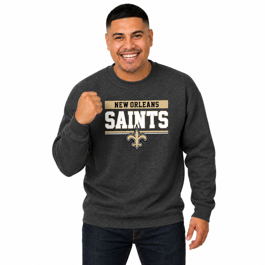 New Orleans Saints NFL Team Block Crewneck Sweatshirt - Charcoal
