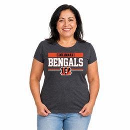 Cincinnati Bengals  Women's NFL Charcoal T-Shirt Short Sleeve - Charcoal