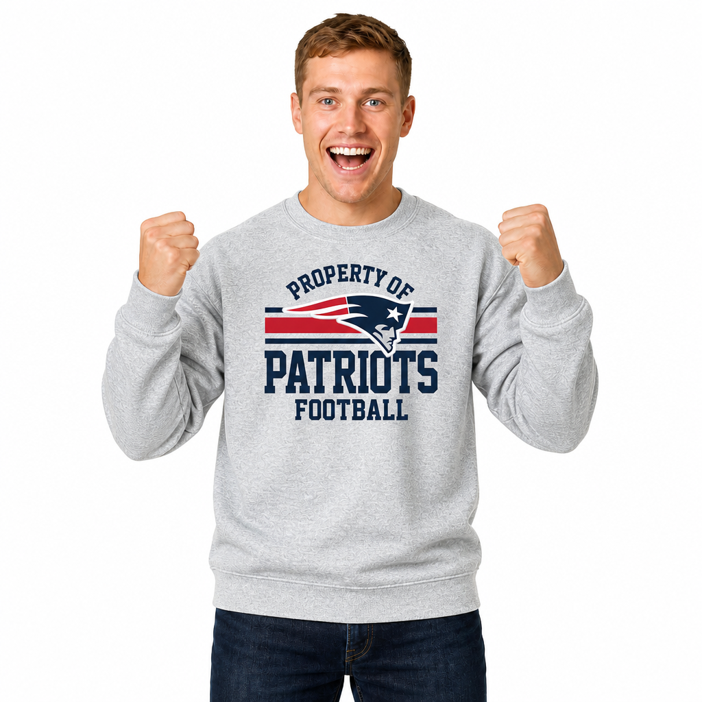 New England Patriots NFL Property Of Crewneck Sweatshirt - Sport Gray