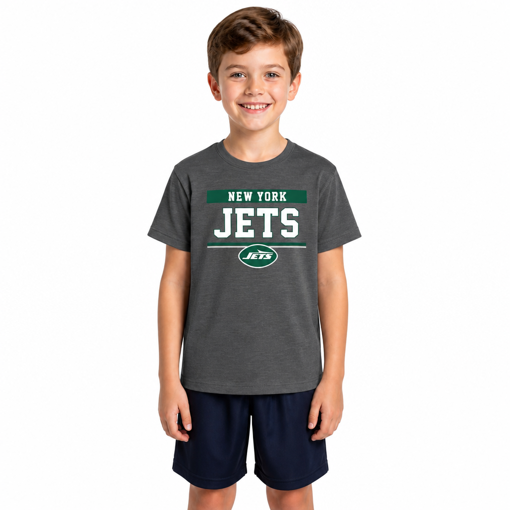 New York Jets NFL Youth Short Sleeve Charcoal T Shirt - Charcoal