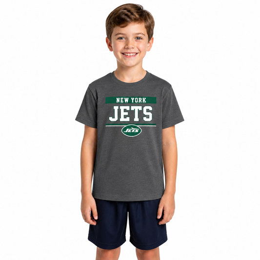 New York Jets NFL Youth Short Sleeve Charcoal T Shirt - Charcoal