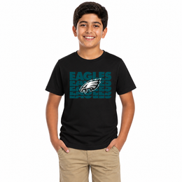 Philadelphia Eagles NFL Youth Repeating Logo Football T-Shirt - Black