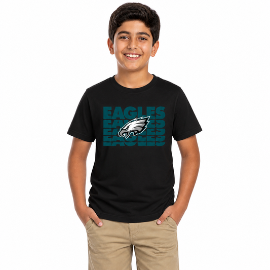 Philadelphia Eagles NFL Youth Repeating Logo Football T-Shirt - Black