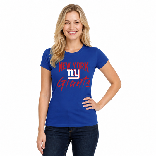 New York Giants  NFL Women's Paintbrush Fitted T-Shirt Short Sleeve - Royal