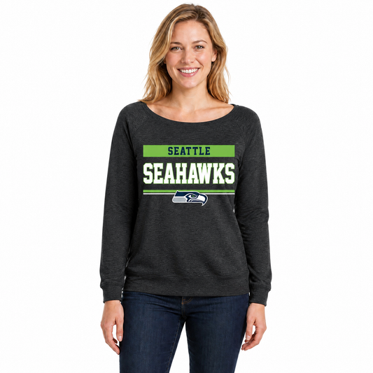 Seattle Seahawks  NFL Women's French Terry Crewneck Sweatshirt - Charcoal