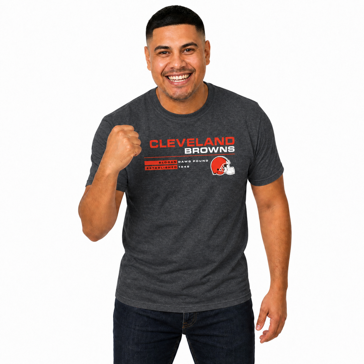 Cleveland Browns Adult NFL Speed Stat Sheet T-Shirt - Charcoal