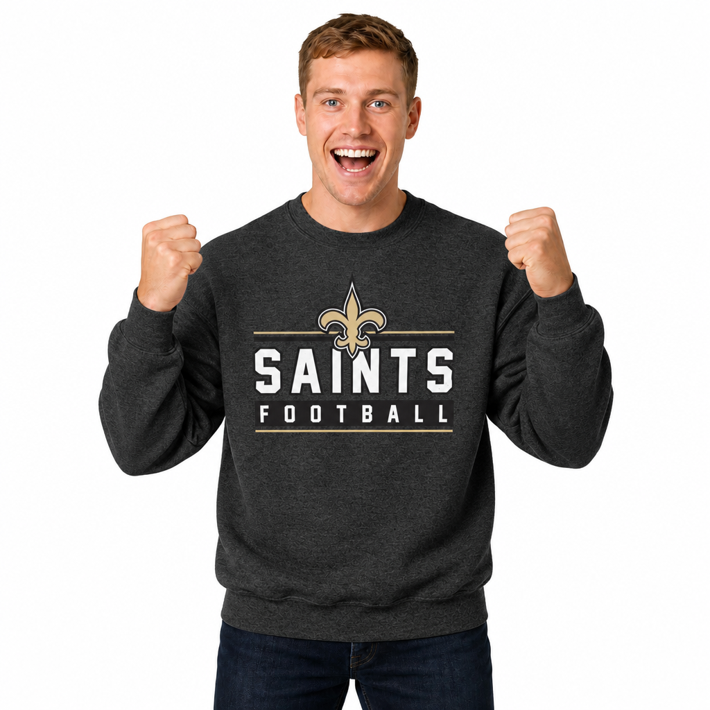 New Orleans Saints NFL Adult True Fan Crewneck Sweatshirt - Charcoal