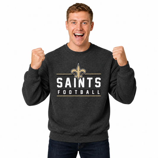 New Orleans Saints NFL Adult True Fan Crewneck Sweatshirt - Charcoal