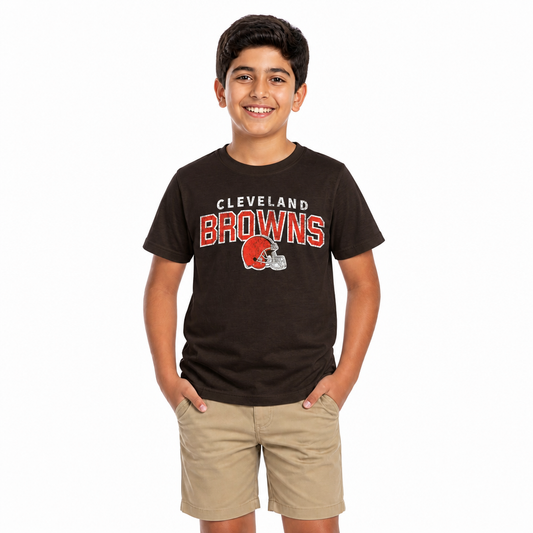 Cleveland Browns NFL Youth Starting Fresh Tee- Pro Football Heather T-Shirt For Boys & Girls - Black