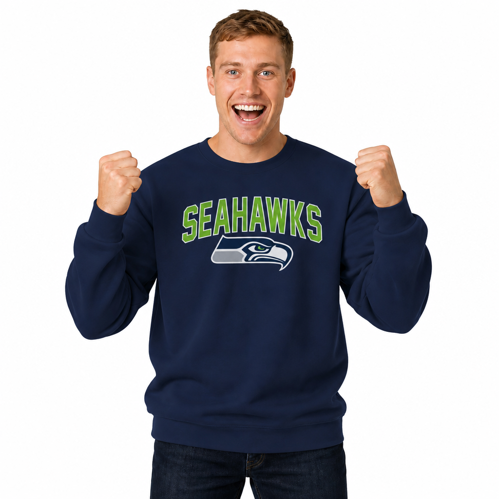 Seattle Seahawks NFL Home Team Fleece Crewneck Sweatshirt Men Women - Navy