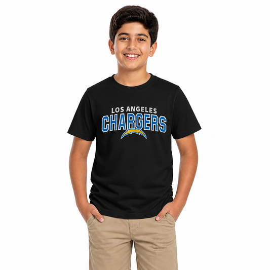 Los Angeles Chargers NFL Youth Starting Fresh Tee- Pro Football Tag-Less T-Shirt For Boys & Girls - Black