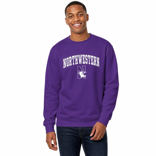 Northwestern Wildcats Adult Arch & Logo Soft Style Gameday Crewneck Sweatshirt - Purple