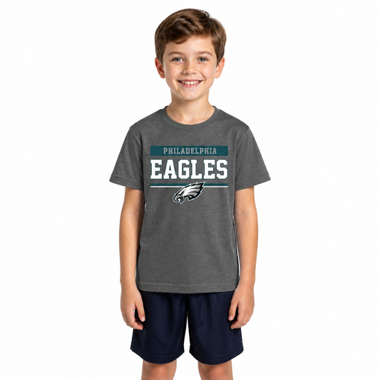 Philadelphia Eagles NFL Youth Short Sleeve Charcoal T Shirt - Charcoal
