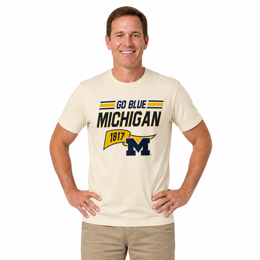 Michigan Wolverines Varsity Club Pennant Shirt - Off White
