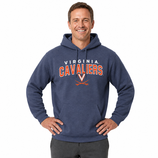 Virginia Cavaliers Hoodie Heathered Fleece Sweatshirt - Navy Heather