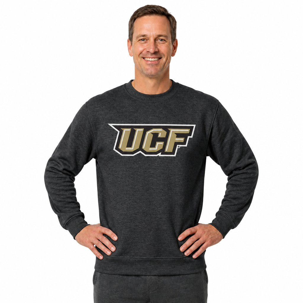Central Florida Knights NCAA Adult Charcoal Crewneck Fleece Sweatshirt - Black