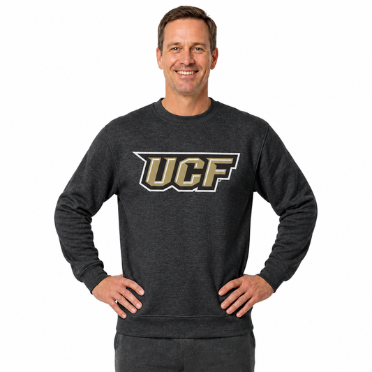 Central Florida Knights NCAA Adult Charcoal Crewneck Fleece Sweatshirt - Black