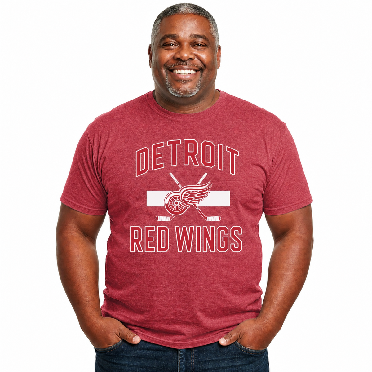 Detroit Red Wings Red Wings Faceoff T-Shirt Jersey Stripe Unisex Tee - Red