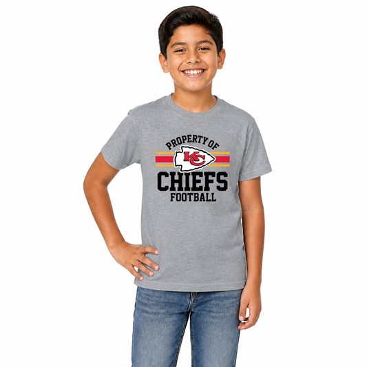Kansas City Chiefs NFL Youth Property Of Short Sleeve Lightweight T Shirt - Sport Gray