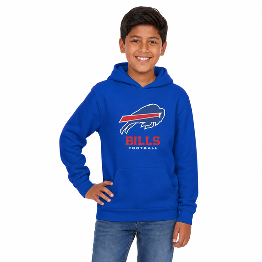 Buffalo Bills NFL Youth Large Logo Fleece Hoodie Boys Girls - Royal