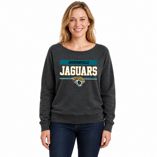 Jacksonville Jaguars  NFL Women's French Terry Crewneck Sweatshirt - Charcoal