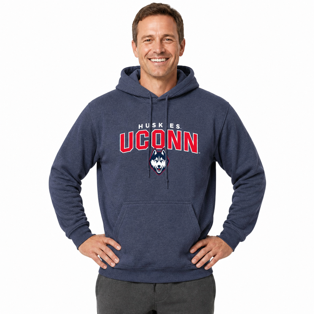 UCONN Huskies Hoodie Heathered Fleece Sweatshirt - Navy Heather