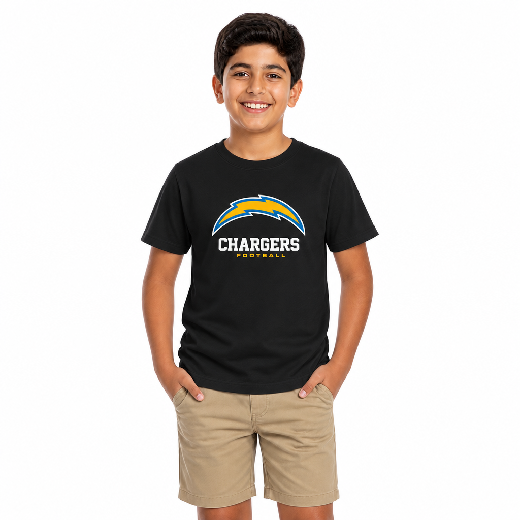 Los Angeles Chargers Youth NFL Large Logo Short Sleeve T-Shirt - Black
