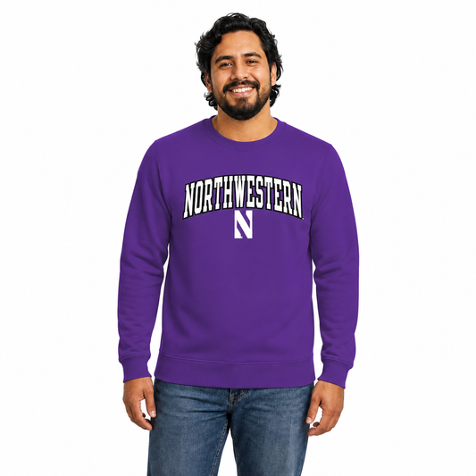 Northwestern Wildcats  NCAA Tackle Twill Crewneck Sweatshirt Men Women - Purple