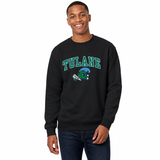 Tulane Green Wave Adult Arch & Logo Soft Style Gameday Crewneck Sweatshirt - Black