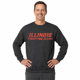 Illinois Fighting Illini NCAA Adult Charcoal Crewneck Fleece Sweatshirt - Charcoal