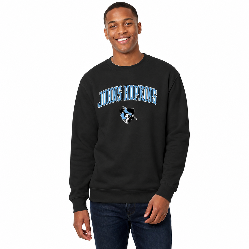 Johns Hopkins Blue Jays Adult Arch & Logo Soft Style Gameday Crewneck Sweatshirt - Black