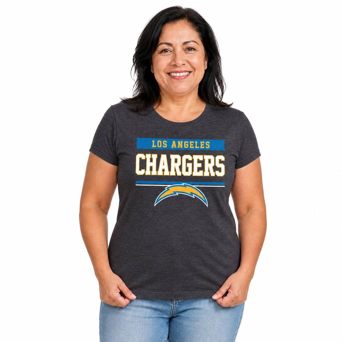 Los Angeles Chargers  Women's NFL Charcoal T-Shirt Short Sleeve - Charcoal