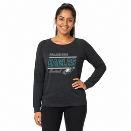 Philadelphia Eagles Women's Gameday Crewneck Sweatshirt Long Sleeve - Charcoal