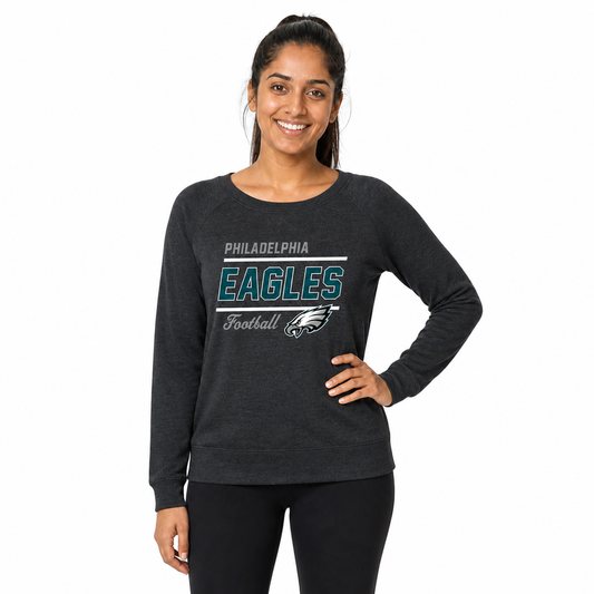 Philadelphia Eagles Women's Gameday Crewneck Sweatshirt Long Sleeve - Charcoal