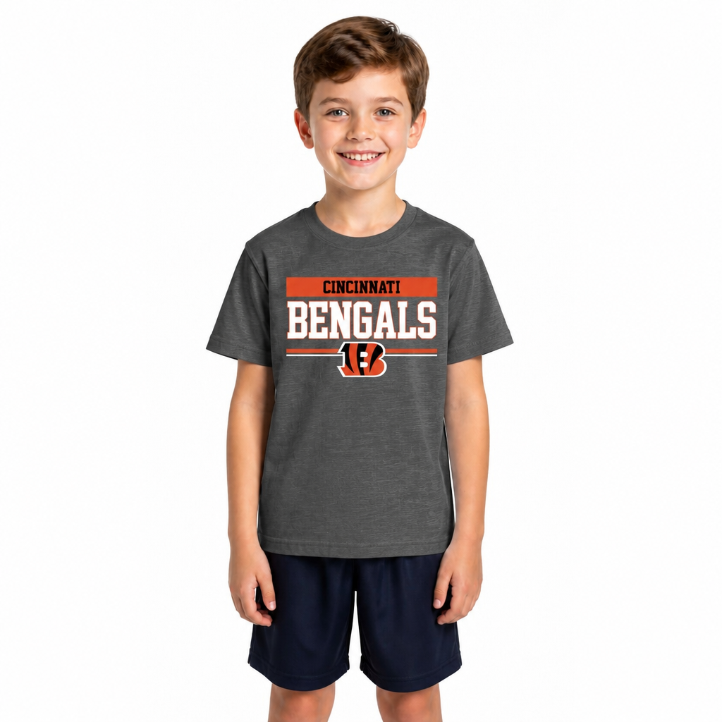 Cincinnati Bengals NFL Youth Short Sleeve Charcoal T Shirt - Charcoal
