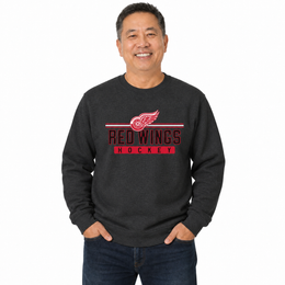 Detroit Red Wings NHL True Fan Fleece Crewneck Sweatshirt Men Women - Charcoal