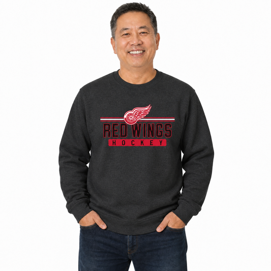 Detroit Red Wings NHL True Fan Fleece Crewneck Sweatshirt Men Women - Charcoal