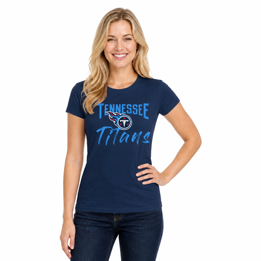 Tennessee Titans  NFL Women's Paintbrush Fitted T-Shirt Short Sleeve - Navy