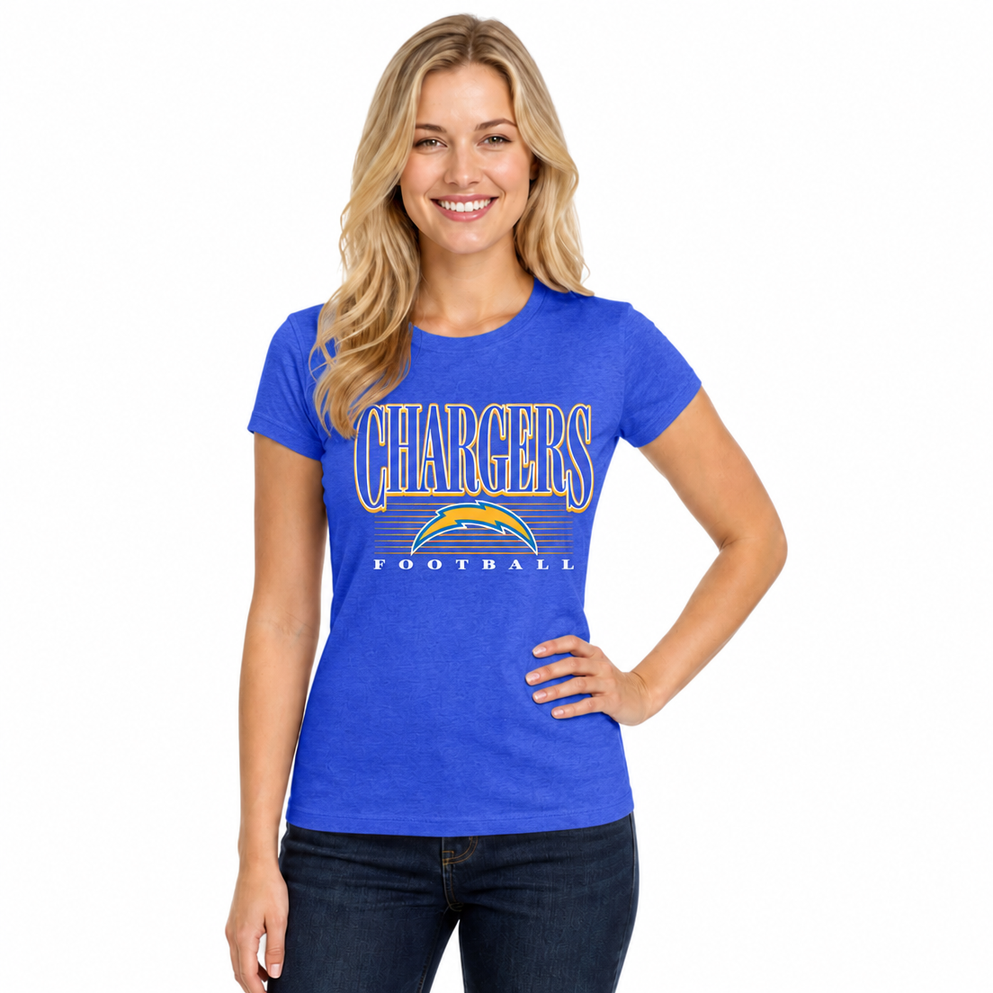 Los Angeles Chargers  Overtime Blueprint Women's NFL Short Sleeve T-Shirt - Royal