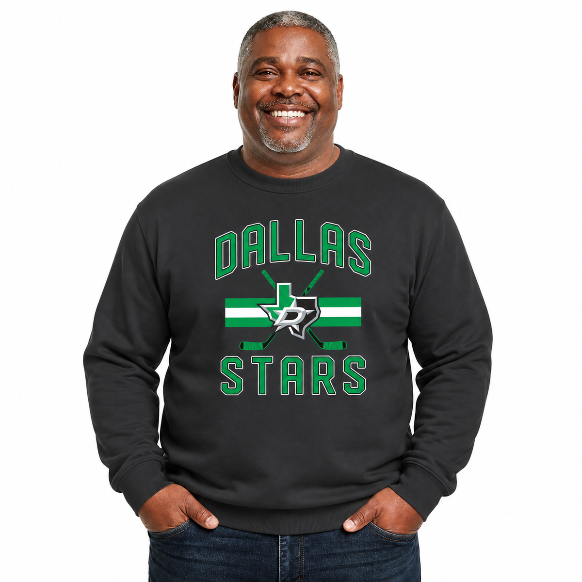 Dallas Stars NHL Faceoff Fleece Crewneck Sweatshirt Licensed - Black